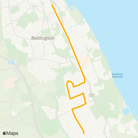 Stagecoach School Routes Earl Street - Eastham Rake map