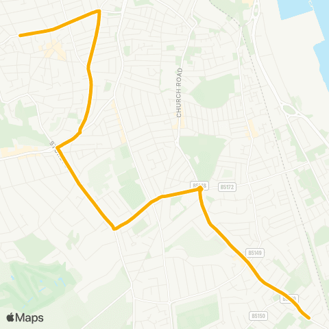 Stagecoach School Routes Town Lane - Barton Street map