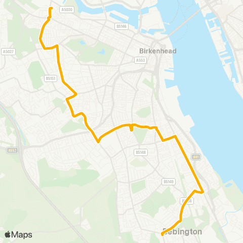 Stagecoach School Routes Wirral Grammar School - Birkenhead N Sta map