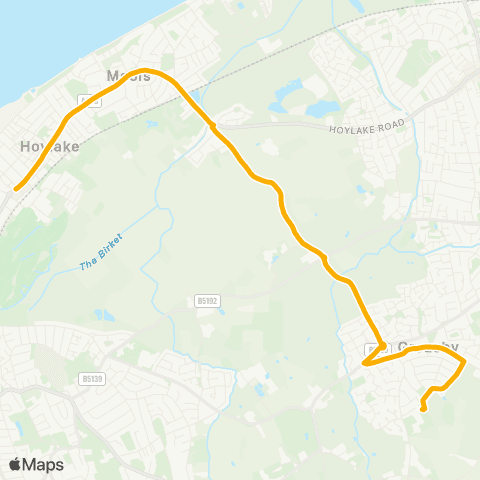 Stagecoach School Routes Hoylake Sta - Our Lady of Pity School map