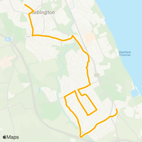 Stagecoach School Routes Wirral Grammar School - Vicarage Row map