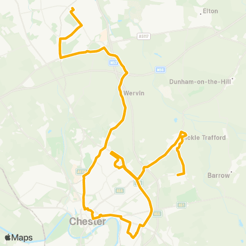 Stagecoach Merseyside and South Lancashire Moorcroft Crescent - Chester Bus Interchange map