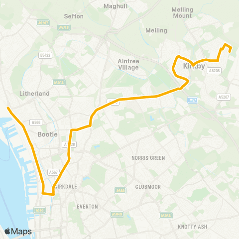 Stagecoach School Routes Brook Hey Drive - Port of Liverpool map
