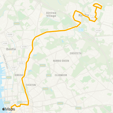 Stagecoach Merseyside and South Lancashire Minstead Av - Queen Square Bus Station map