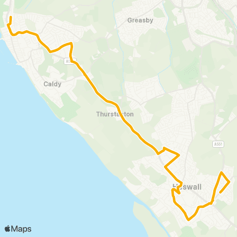 Stagecoach School Routes Caldy Grammar School - The Paddock map