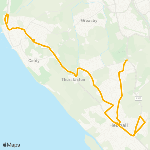 Stagecoach School Routes Barnston Rd - Graham Rd Grammar School map
