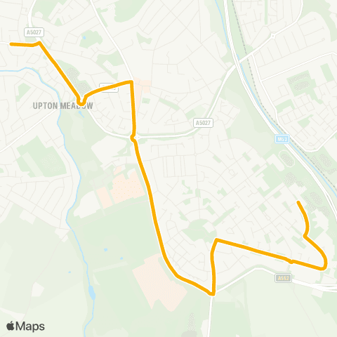 Stagecoach School Routes Brookside Crescent - Woodchurch HS map