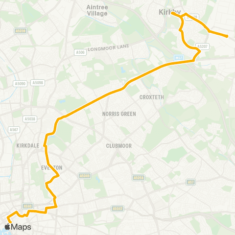 Stagecoach Merseyside and South Lancashire Queen Square Bus Sta - Kirkby Bus Sta map