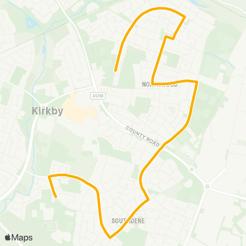 Stagecoach School Routes Roughwood Drive - Kirkby Sports College map