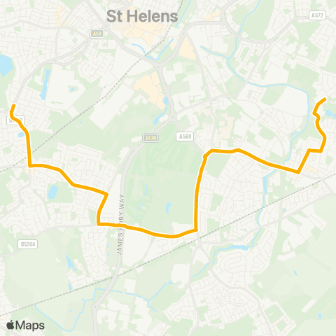 Stagecoach School Routes Roby Street - Meadow Lane map