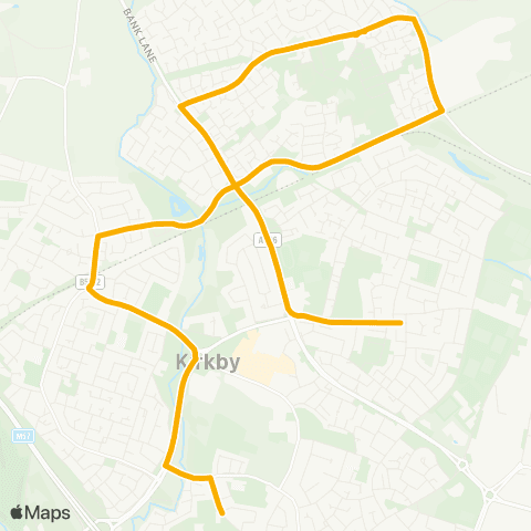 Stagecoach School Routes Windermere Drive - Kirkby Sports College map