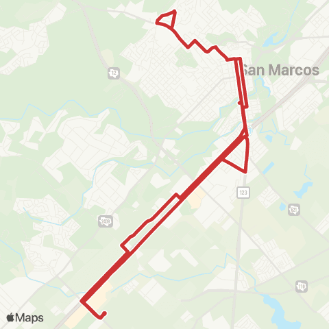 The Bus (San Marcos) Outlet Mall / University map
