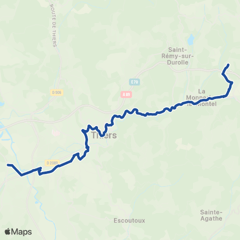 SMTUT Pont-de-Dore Gare SNCF - Thiers - ZA Racine map