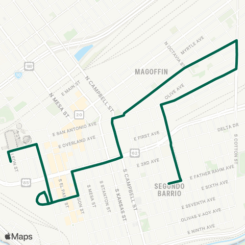 Sun Metro Union Plaza Circulator map