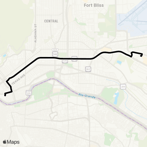 Sun Metro Eastside Connector map