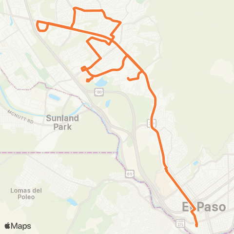 Sun Metro Coronado Hills Circulator map