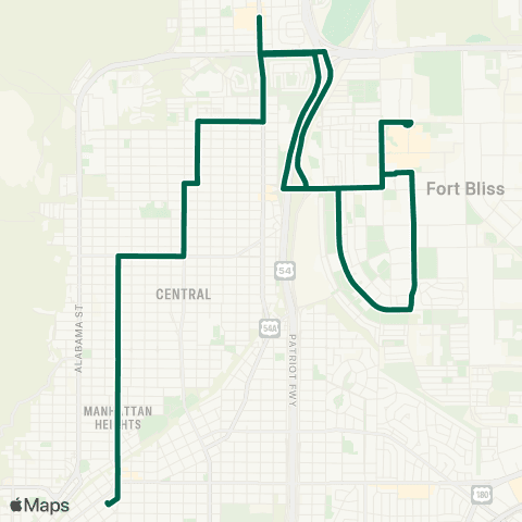 Sun Metro 5 Points / Piedras / Ft Bliss map