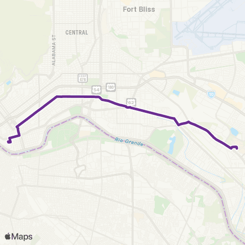 Sun Metro Valle Verde via North Loop map