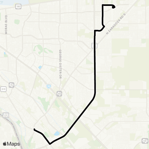 Sun Metro Far East / Eastside Terminal Express map