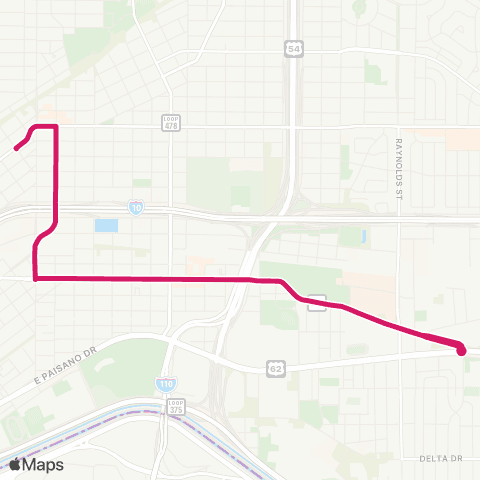 Sun Metro Five Points / Alameda Express map