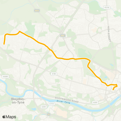Stagecoach North East Newcastle Grainger St - N Walbottle Rd / Northumberland Gdns map