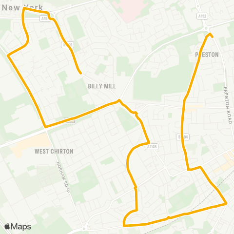 Stagecoach North East Billy Mill Lane-School - Preston Village map