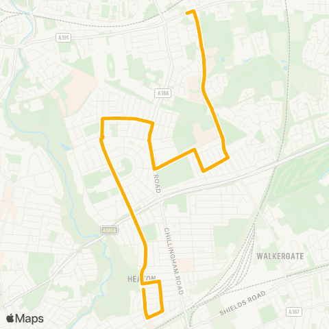 Stagecoach North East Heaton Rd-King John St - Front St-Coll Ln map