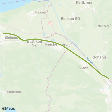 Schweizerische Südostbahn Ziegelbrücke - Siebnen-Wangen map