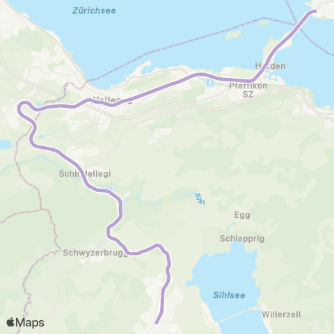 Schweizerische Südostbahn Einsiedeln - Rapperswil SG map