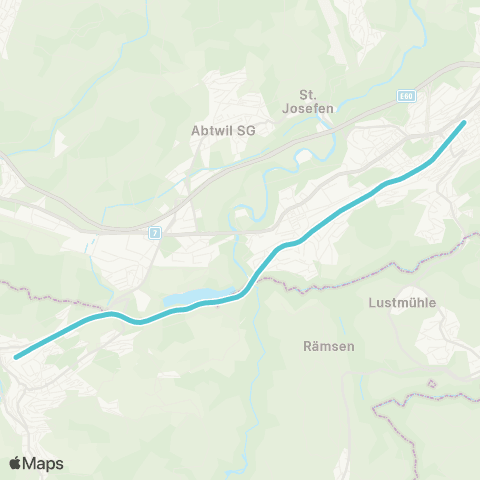 Schweizerische Südostbahn Herisau - St. Gallen map
