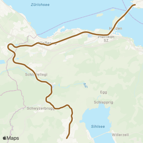Schweizerische Südostbahn Rapperswil SG - Einsiedeln map
