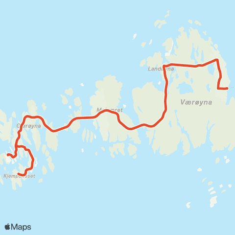 Skyss Hillersøy-Bulandet-Værlandet map