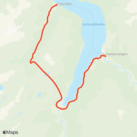 Skyss Undredal-Aurland map