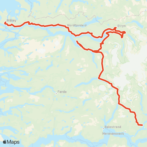 Skyss Måløy-Nordfjordeid-Sogndal map