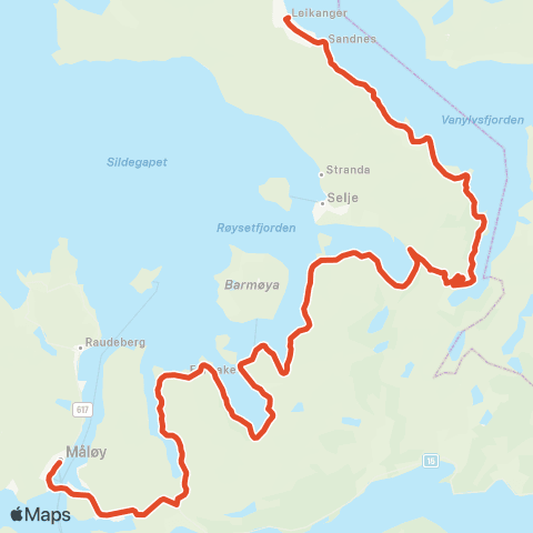 Skyss Måløy-Selje-Leikanger map