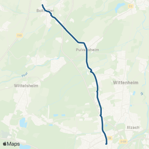 Soléa Bollwiller Elsass - Mulhouse Rattachement map