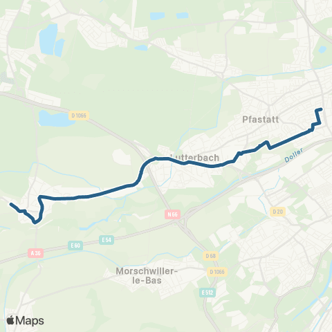 Soléa Reiningue Château d'Eau - Mulhouse Rattachement map
