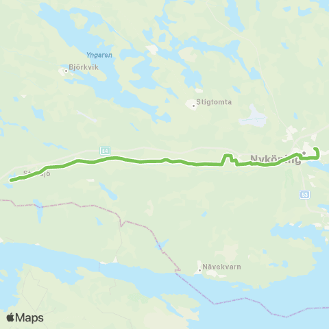 Sörmlandstrafiken Stavsjö—Nyköping Bussterminal map