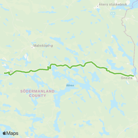 Sörmlandstrafiken Flen Station—Gnesta Station map