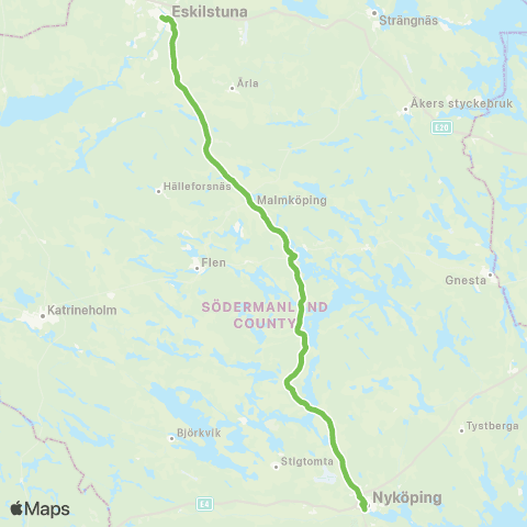 Sörmlandstrafiken Eskilstuna Resecentrum—Nyköping Bussterminal map