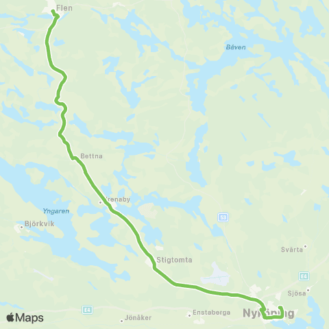 Sörmlandstrafiken Nyköping Bussterminal—Flen Station map