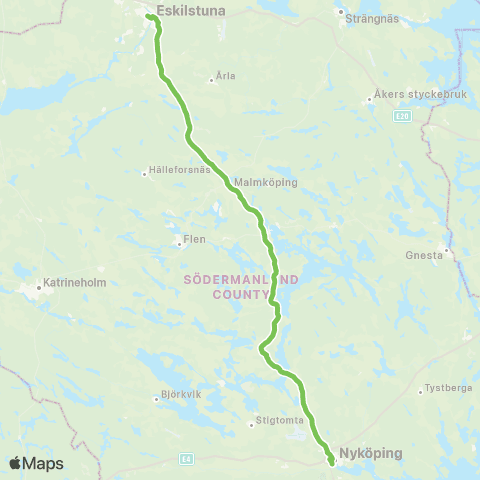Sörmlandstrafiken Eskilstuna Resecentrum—Nyköping Bussterminal map