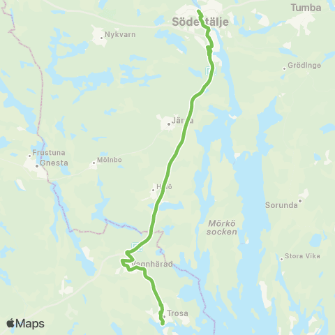 Sörmlandstrafiken Trosa Hamn—Södertälje Centrum map