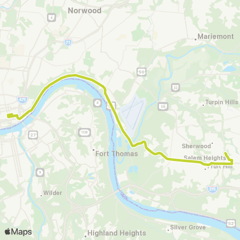 Metro SORTA Mt. Washington Commuter map