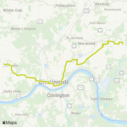 Metro SORTA Glenway / Madison map