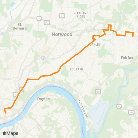 Metro SORTA Madison Road map