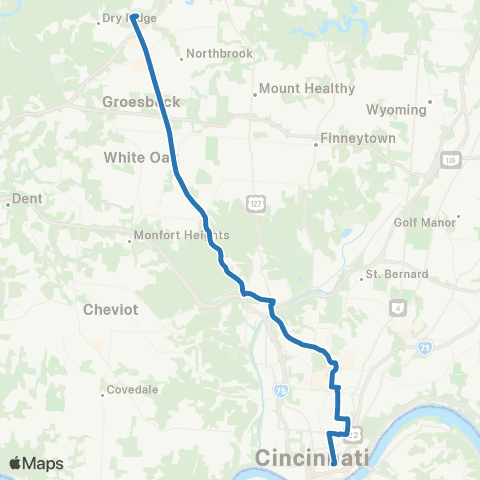 Metro SORTA Colerain Avenue map