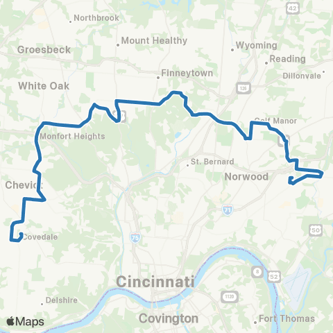 Metro SORTA North Bend Road map
