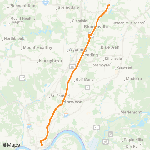 Metro SORTA Reading Road map