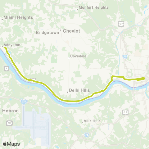 Metro SORTA River Road Commuter map
